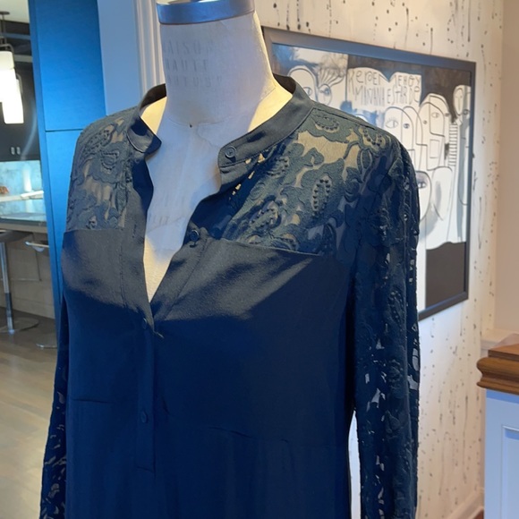 Rebecca Taylor black silk / lace mini dress - Picture 2 of 6